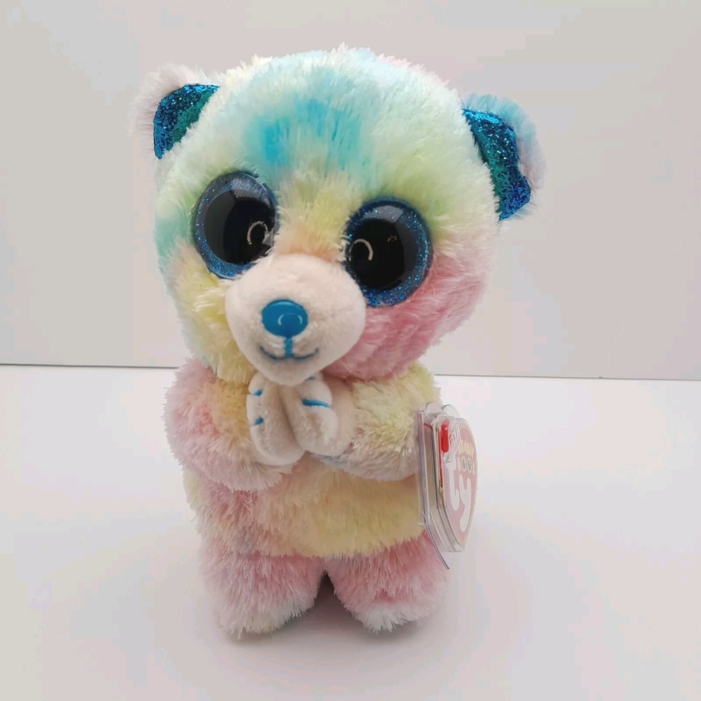 TY Beanie Boos HOPE the Praying Tie-Dye Charity Bear (Glitter Eyes) (6 in) MWMTs